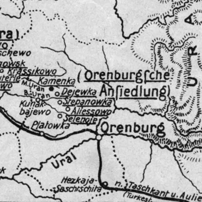Historischer Landkartenausschnitt Orenburg 1914